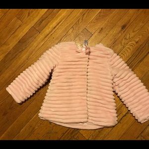 Little Me Baby Pink Faux Fur Jacket with pink bow